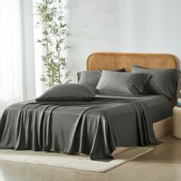 Parure de lit en fibre de bambou antibactérienne anti-acariens quatre pièces, douce, respirante, durable, anti-odeur, drap-housse pour la maison