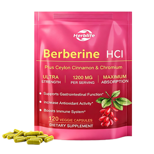 Capsules végétaliennes OEM de berbérine HCL 1200mg avec cannelle de Ceylan et <span class=keywords><strong>chrome</strong></span>, très vendues, pour le soutien métabolique – Complément <span class=keywords><strong>alimentaire</strong></span> - Product Image 1