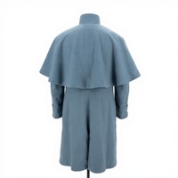 Manteau long en laine bleu clair pour homme, simple boutonnage, col montant, uniforme historique, imperméable et réversible
