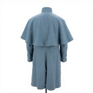 Light Blue <b>Woolen</b> Men's Overcoat Double Breasted Stand Collar Long Coat Historical Uniform Outerwear - Product Image 4