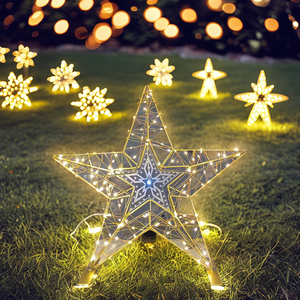 Battery Powered ấm trắng LED giáng sinh vườn đèn với điều khiển bằng giọng nói IP44 không thấm nước chùm 360 góc Sao Đèn trang trí - Product Image 1