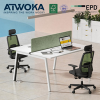 Poste de travail de bureau moderne multi-places avec écran acoustique de confidentialité et gestion des câbles pour bureau commercial à plan ouvert