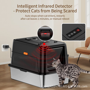Caixa de Areia para Gatos em Aço Inoxidável Durável, Elétrica, Desodorizante, Totalmente Fechada, Ultra Grande <span class=keywords><strong>70L</strong></span> 60x40x38cm - Product Image 4