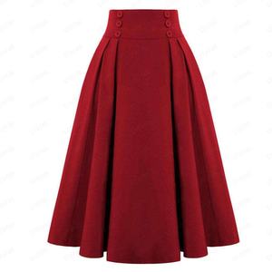 Falda de cintura alta estilo retro para mujer, falda acampanada de color liso, falda midi de cintura ajustada, ropa femenina OEM personalizada - Product Image 6