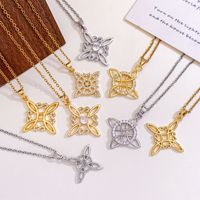 Collier chaîne en bambou plaqué or cuivre, motif nœud celtique ajouré Miko, transfrontalier, tendance, minimaliste, best-seller