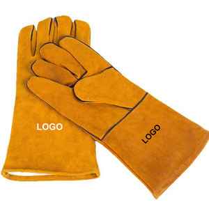 Gants de protection longs en cuir de vachette isolants thermiquement et anti-éclaboussures <span class=keywords><strong>pour</strong></span> soudeurs - Product Image 1
