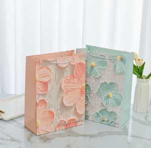 Bolsa de regalo personalizada con diseño floral en relieve al óleo de Monet, bolsa de papel artística, accesorio decorativo, bolsa de regalo de cumpleaños, set de regalo de recuerdo - Product Image 2