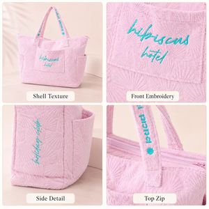 Customized Terry <b>Bag</b> Zipper Cosmetic Pouch Toiletry <b>Bag</b> with Embroidery Logo Colorful Cotton Hair Tool <b>Bag</b> - Product Image 6