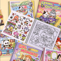Carnet de coloriage à spirale pour enfants, avec dessins mignons de personnages de dessins animés, pour l'école