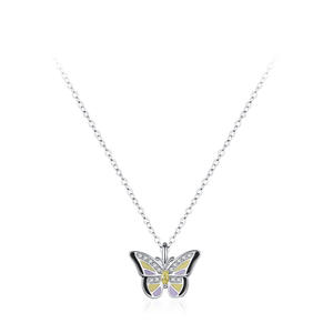 S925 Sterling <b>Silver</b> Free Spiritual Colored <b>Butterfly</b> Zirconia Pendant <b>Necklace</b> A Gift for Women - Product Image 1