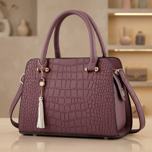 Bolso de Mano de Cuero Genuino para Mujer BS INTERNATIONAL, Cierre de Dos Cremalleras, 100% Piel de Vacuno, Calidad Impermeable, Capacidad 3L+, Ligero - Product Image 3