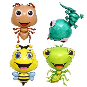 Globos de papel de aluminio con forma de Animal para decoración de fiestas, de juguete, para insectos, hormiga, Mantis, abeja, Gecko