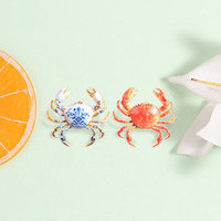 Épinglette en émail en forme de crabe, animal marin, pour veste, sac à dos et tenue quotidienne, accessoire de décoration tendance
