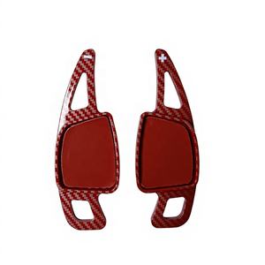 Cubierta de Extensión para Palanca de Cambios de Volante YIQIDA, Kits Interiores de Fibra de Carbono Rojo Brillante para <span class=keywords><strong>Audi</strong></span> A3/A4L/A5/A6L/S4/S7 - Product Image 1