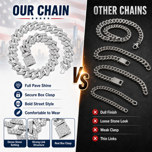 Colliers Miami Cuban « Iced Out » Hip Hop le Moins Cher, Sertis de Strass et de Diamants 14 MM, Bijoux Bling pour Hommes Rapper - Product Image 2