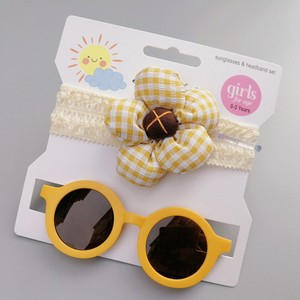 Novedad 2026, Gran Venta: Gafas de Sol Redondas Pequeñas con Diseño de Cuadros Coloridos y Diadema de Girasol, Set de Gafas de Sol de Dibujos Animados Lindas para Bebé, Regalo - Product Image 6