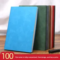 Carnet de notes scolaire en cuir de veau souple au toucher minimaliste, en cuir PU, personnalisable avec LOGO, couleurs variées, couverture rigide