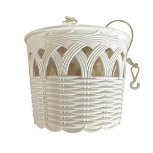 Fioriera Sospesa in Plastica per Decorazione Giardino, Vaso a Cesto Cavo in Imitazione Rattan con <span class=keywords><strong>Corde</strong></span> di Sospensione per Piante da Interno e Balcone - Product Image 1