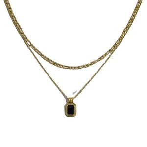 Collar de Joyería de Acero de Titanio, Amuleto de Collar CC para Mujer, Collar de Cadena de Clavícula de Doble Capa para Mujeres - Product Image 6