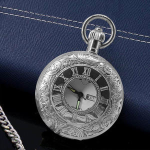 1 <span class=keywords><strong>montre</strong></span> de poche double calendrier argentée à double affichage pour homme et <span class=keywords><strong>femme</strong></span>, idéale pour la Saint-Valentin, cadeau pour la Journée de la <span class=keywords><strong>femme</strong></span> - Product Image 1