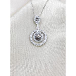 Collier pendentif Lavalier cercle de diamants Jewelspaark 1,27 carat taille brillant couleur G plaqué rhodium argent sterling 925 pour femme - Product Image 2