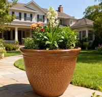 Jardinières rétro en plastique PP, finition texturée martelée, pot de fleurs de 12 pouces, durable, léger, avec trou de drainage, pour extérieur, coloré