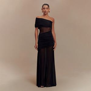 Robe d'été décontractée sans bretelles décolleté taille empire solide avec nouvelle jupe en perspective plissée rétrécie - Product Image 1