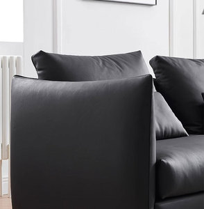 Ensemble de canapés modernes modulaires italiens <span class=keywords><strong>en</strong></span> cuir noir Meubles de salon modernes Sofa d'angle sectionnel <span class=keywords><strong>en</strong></span> cuir véritable <span class=keywords><strong>en</strong></span> forme de <span class=keywords><strong>L</strong></span> - Product Image 5