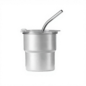 Mignonne tasse à expresso isotherme personnalisée en acier inoxydable de 300 ml avec paille pour le camping en plein air - Product Image 1