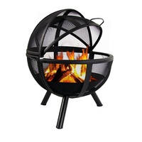 Nouveau design 30 pouces boule en métal noir sphère extérieur foyer bol avec couvercle poêle ensemble bois de chauffage en acier pour patio jardin utilisation