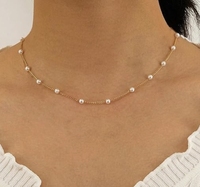 Collier à plusieurs couches tendance, deux couches, acier inoxydable, mini perle, pendentif cœur, collier ras du cou, bijoux