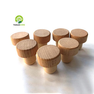 Fábrica al por mayor Gin Polymer Cap Whisky Vodka Cerveza Botella Tapón de corcho Logotipo personalizado T-plug Madera para botellas de vino Personalizado - Product Image 1
