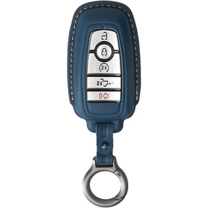 Housse de clé en cuir Crazy Horse avec porte-clés pour étui de clé intelligente, vente en gros pour Explorer Escape Kuga Focus Edge Mondeo - Product Image 2
