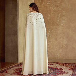 Robe longue de soirée de luxe <span class=keywords><strong>vert</strong></span> menthe à sequins et perles, sans manches, pour femme, avec option cape, livraison rapide, logo personnalisé - Product Image 5