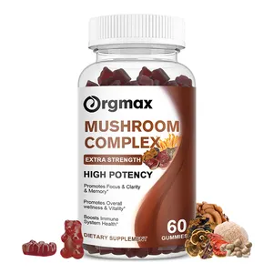 OEM 60pcs Mushroom Complex Gummies 10 Blend Mushroom For Men Women - Brain Booster Immune Support Energy