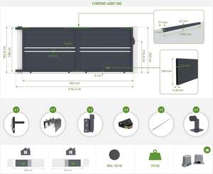 <span class=keywords><strong>Portail</strong></span> coulissant automatique Casanoov Cimone, <span class=keywords><strong>hauteur</strong></span> 4 m, 160 cm, aluminium, motorisation Ranger C300 - Product Image 3