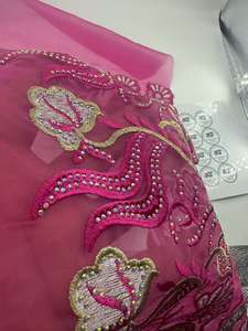 Accessoires de vêtements africains pour bricolage Broderie <span class=keywords><strong>DMC</strong></span> Fleur Organza Dentelle Décoration Polyester coloré Tissu à coudre - Product Image 4