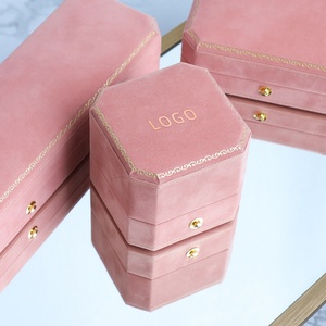 Wholesale Luxury Velvet Jewelry <b>Box</b> Packaging High Quality Octagonal Snap Button Custom Logo Ring Necklace Bracelet Pendant <b>Box</b> - Product Image 3