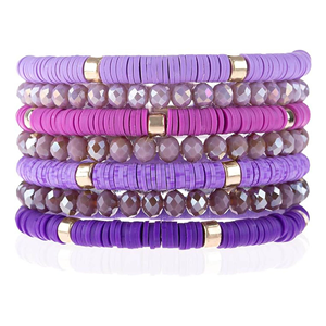 Wholesale Bohemian Crystal Beaded <b>Stretch</b> <b>Bracelet</b> Candy Colored Polymer Clay Crystal Friendship <b>Bracelet</b> Set for Women - Product Image 2