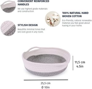 Bijoux en corde de coton 100% naturel, cordon à distance, pour bureau, décoration de maison, peu profondes, paniers ronds tissés, de petite taille - Product Image 4