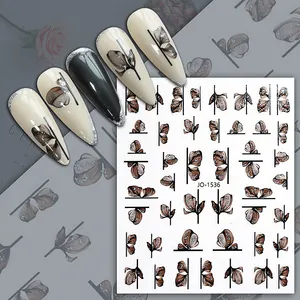 Vlinder Ontwerp Nail Art Patch Sticker Zelfklevende 3d Bloem Blad Diy Nail Sticker