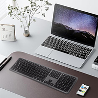 Keyboard isi ulang bluetooth nirkabel, Keyboard nirkabel 109 tombol ukuran penuh melengkung, cocok dengan apple