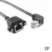 Cable RJ45 8P8C Macho a Hembra, Montaje en Panel con Tornillos, Cable de Extensión Ethernet LAN en Ángulo Recto o Izquierdo de 90 Grados, 0.3m 0.6m 1m
