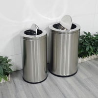 Poubelle de rangement en acier inoxydable de 54 litres, type à couvercle roulant, écologique, argentée, debout, pour usage intérieur, hall, bureau