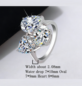 Anillo de Plata de Ley 925 con Moissanita de 6 Quilates, Forma de Corazón, Gota de Agua, Ovalado, Anillo de Lujo para Mujer, Colección de Joyería Geométrica Deslumbrante - Product Image 4