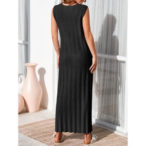 Robe longue d'été personnalisée pour femme, sans manches, col rond, en maille côtelée, coupe ample, style pull de maternité, en tissu respirant - Product Image 2