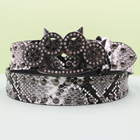 Ceinture en cuir style hip-hop rock pour femmes Y2K, jean léopard avec strass, ceinture pour hommes, design western en denim avec rivets
