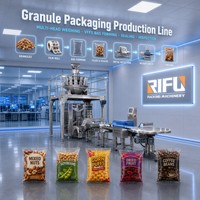 Ligne de production d'emballage automatique VFFS multi-têtes pour granulés, 15-35 BPM, pour noix, fruits secs, snacks, bonbons, aliments soufflés, certifiée CE