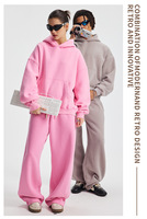 Ensemble de survêtement en velours coupe boxy avec broderie personnalisée, sweat à capuche et pantalon de survêtement en polaire pour homme – Collection Hiver