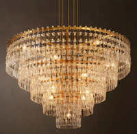 Goldene Kupfer-Kristall-Pendelleuchte LED Messing-Kronleuchter Luxuriöse Hängelampe für Wohnzimmer Esszimmer